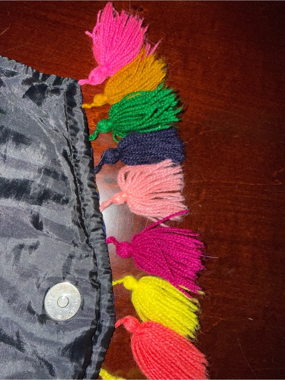 Hand-Embroidered Multicolor Floral Clutch - Boho Tassel Crossbody